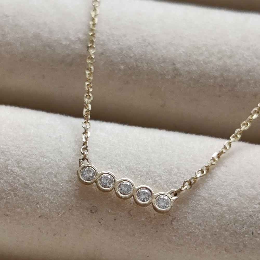 14K Yellow Gold Diamond Bar with 16.5" Chain